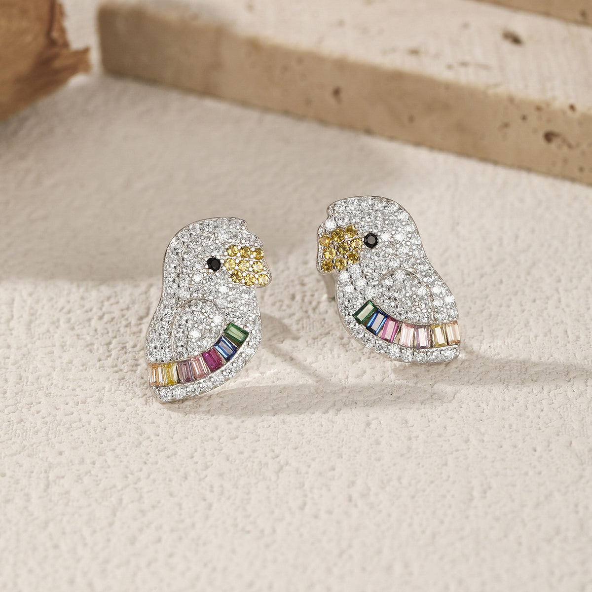 925 Sterling Silver Parrot Earrings