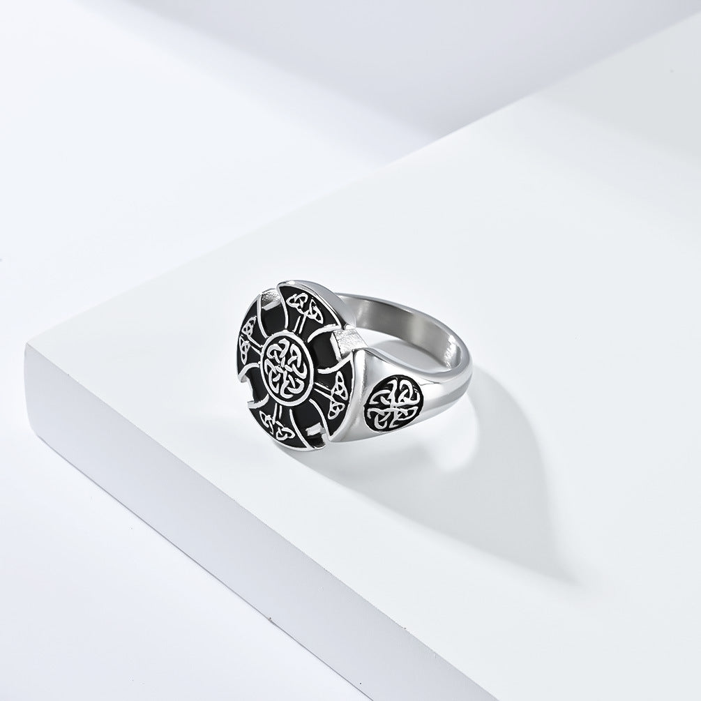 Nordic Viking Eternal Triangular Knot Titanium Steel Ring