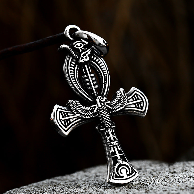 Egyptian Style Cross Titanium Steel Pendant – Stainless Steel Casting Necklace