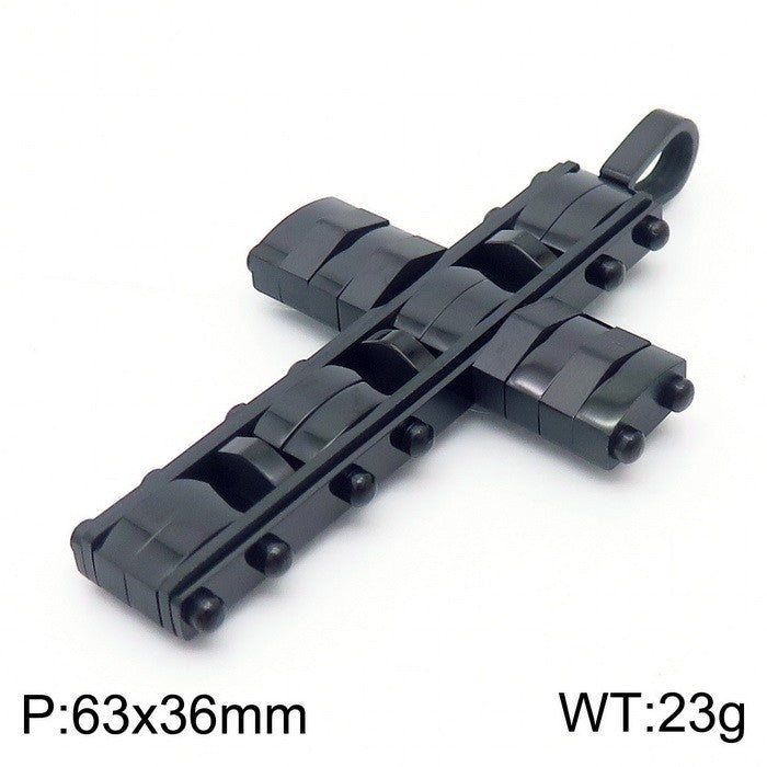 Hip-Hop Men's Personalized Irregular Cross Pendant Necklace in Stainless Steel and Titanium