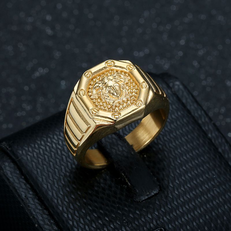 Planderful Everyday Genie Hip Hop Inspired Greek Mythology Mens Ring Titanium Steel Gold Plated