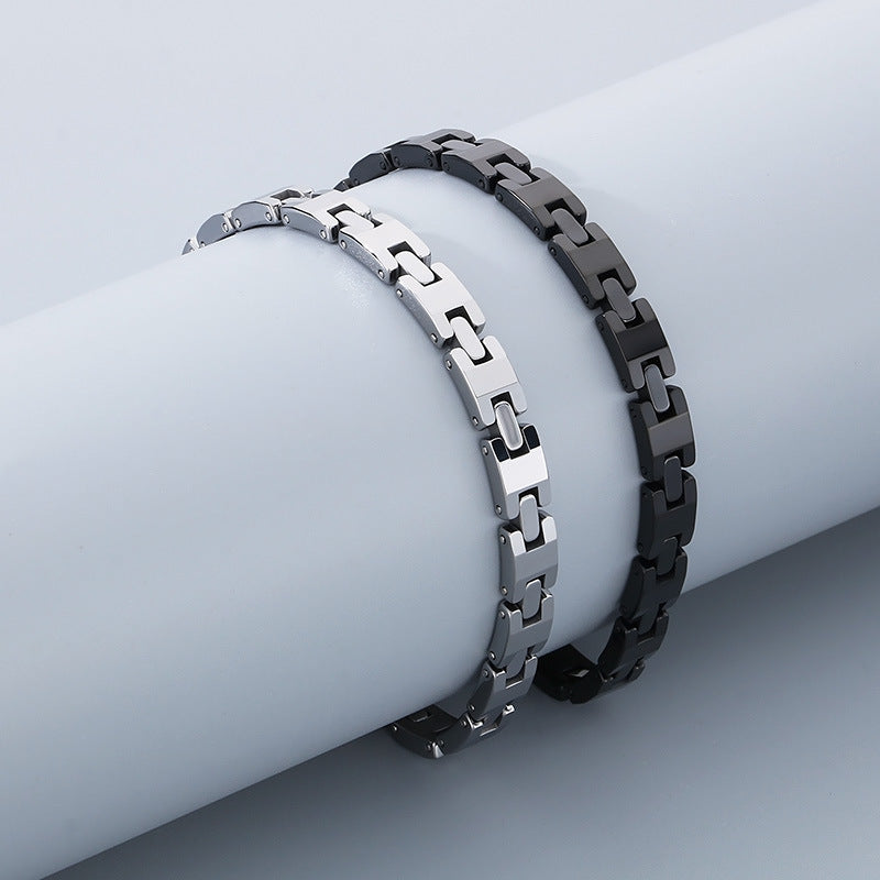 Planderful Mens Tungsten Steel Bracelet Durable H Shape