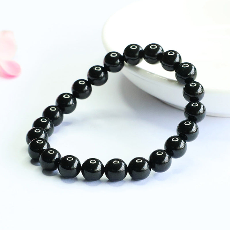 Dark Jadeite Round Bead 6 mm Bracelet