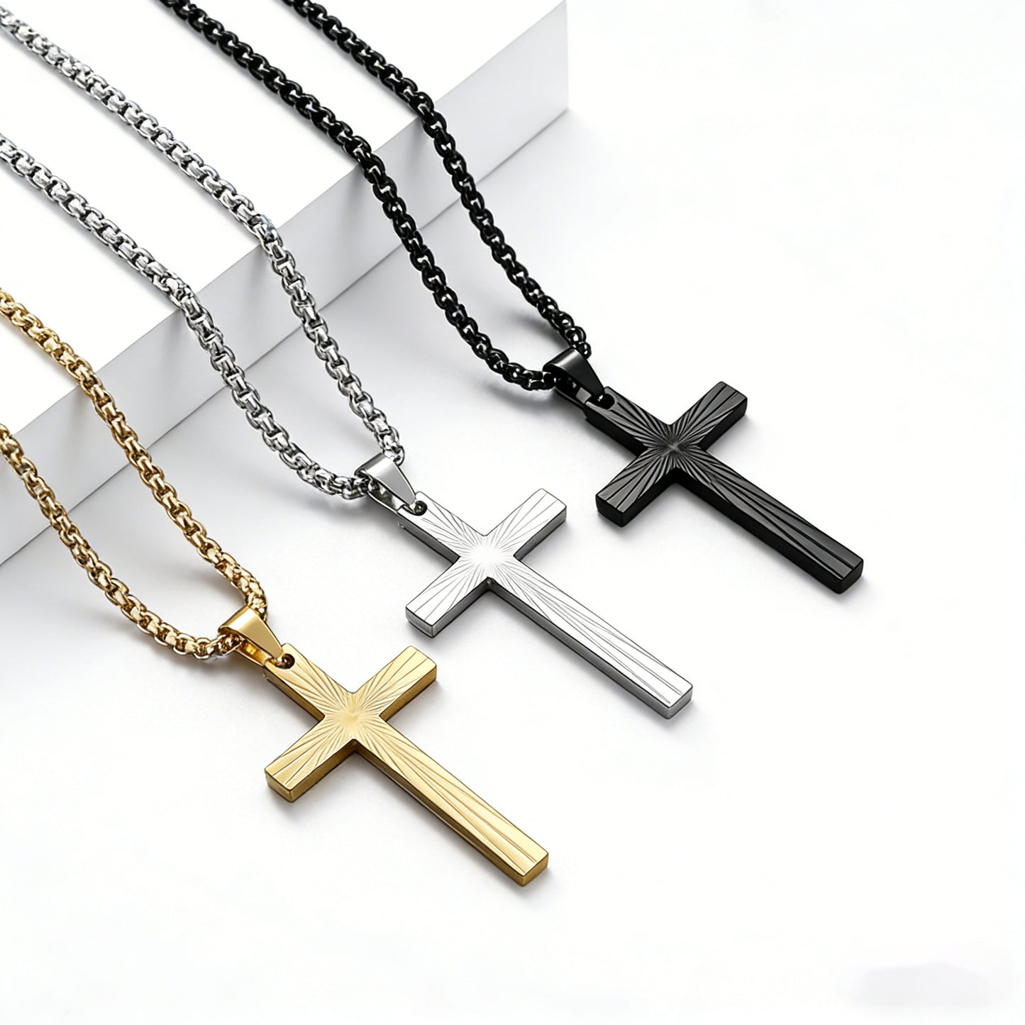 Steel Necklace – Minimalist Cross Pendant