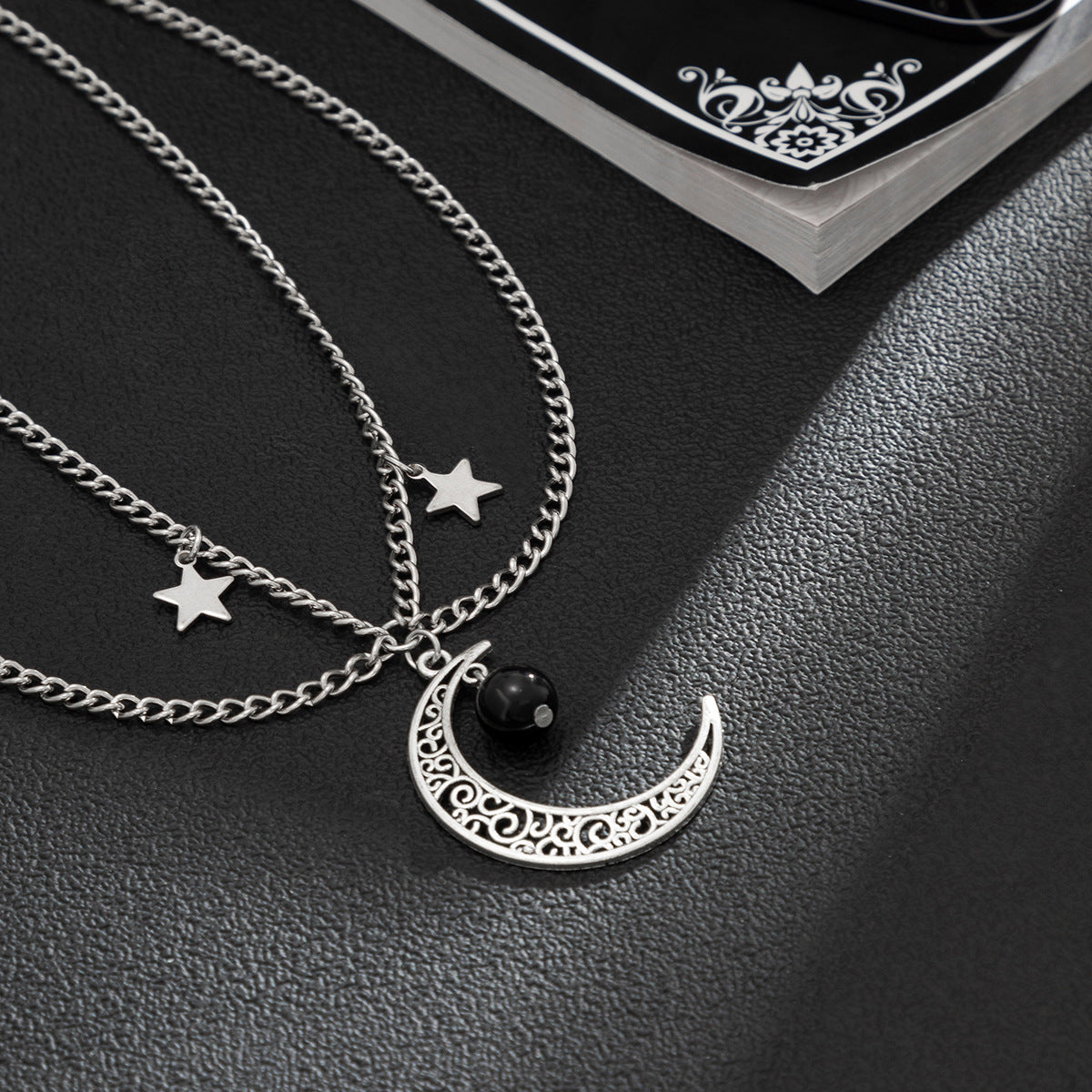 Planderful Vienna Verve Necklace – Retro Crescent Moon and Star Design