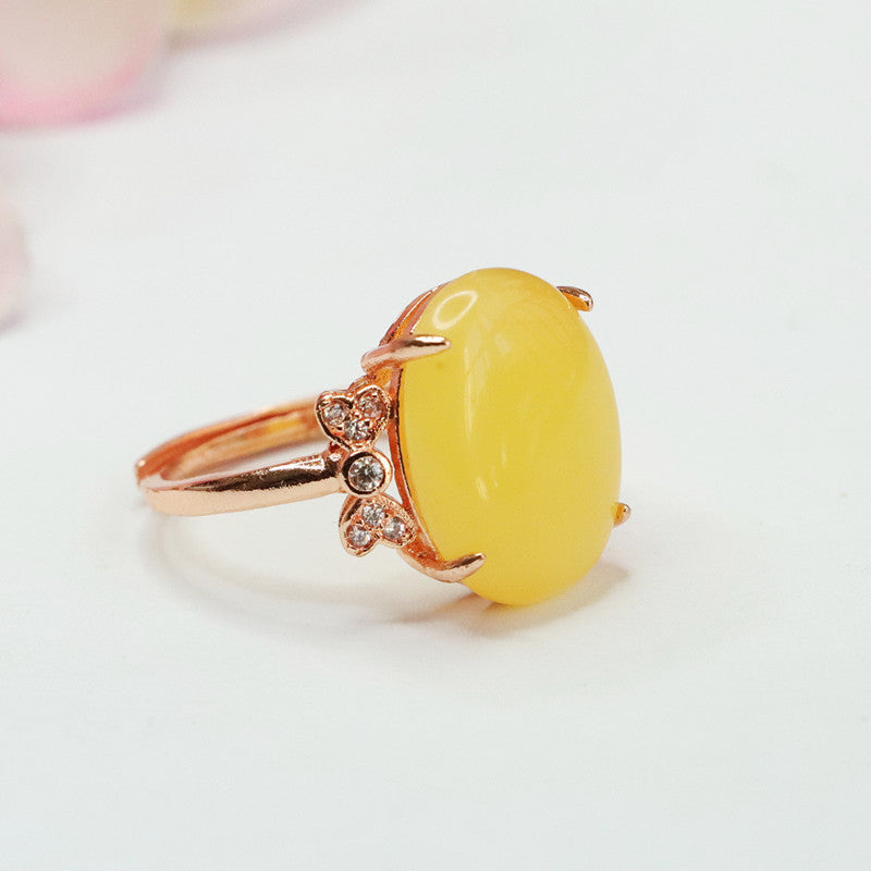 Honey Wax Zircon Bow Ring - Sterling Silver Bee Ring