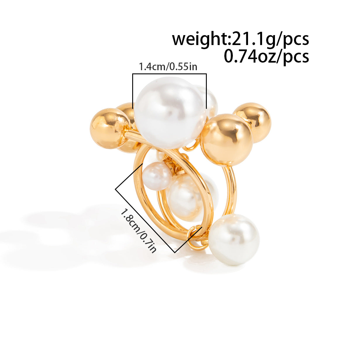 Planderful Vienna Verve Imitation Pearl Ring For Women Retro Bead Geometric Handmade Statement Jewelry