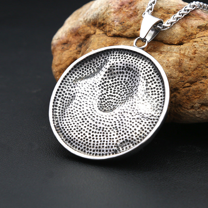Relief Big Stainless Steel Men's Pendant Necklace