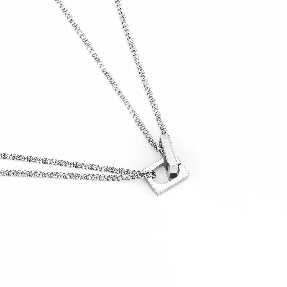 Planderful Jewelry Double Buckle Necklace Steel