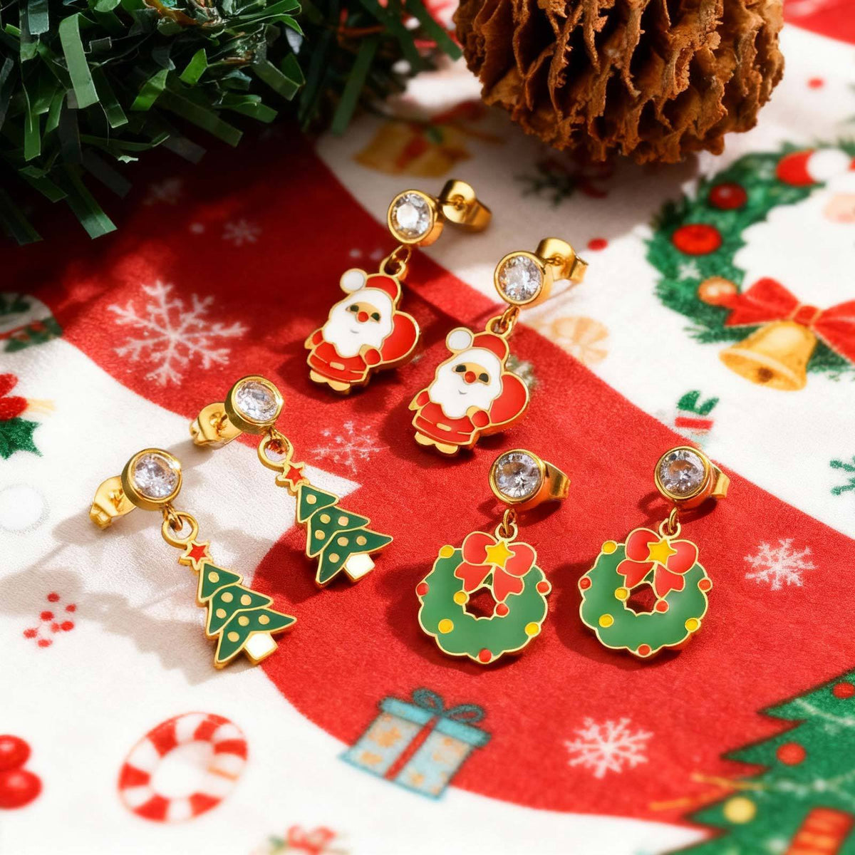 Festive Christmas Jewelry — Earrings or Bracelet