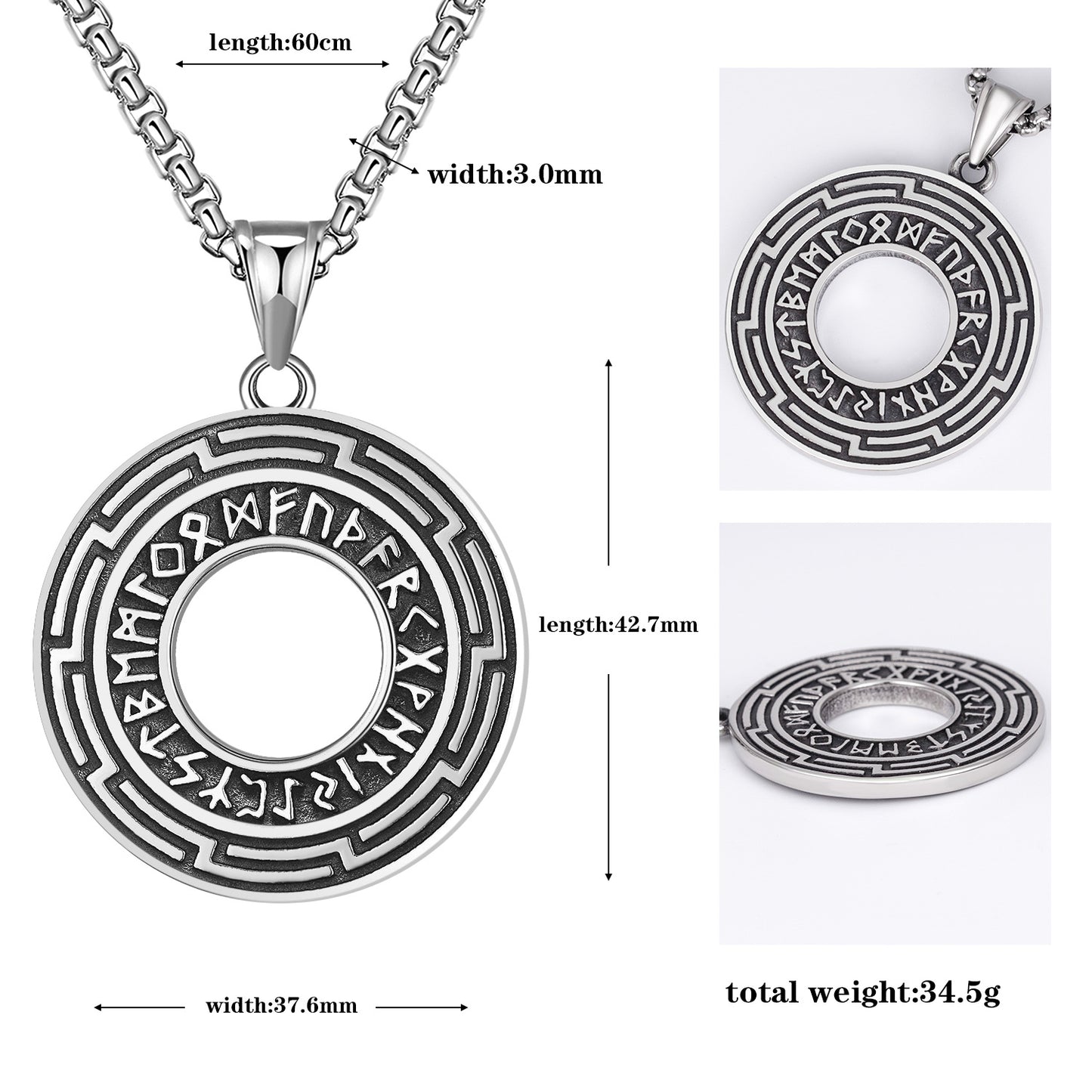 Steel Necklace - Statement Nordic Viking Pendant