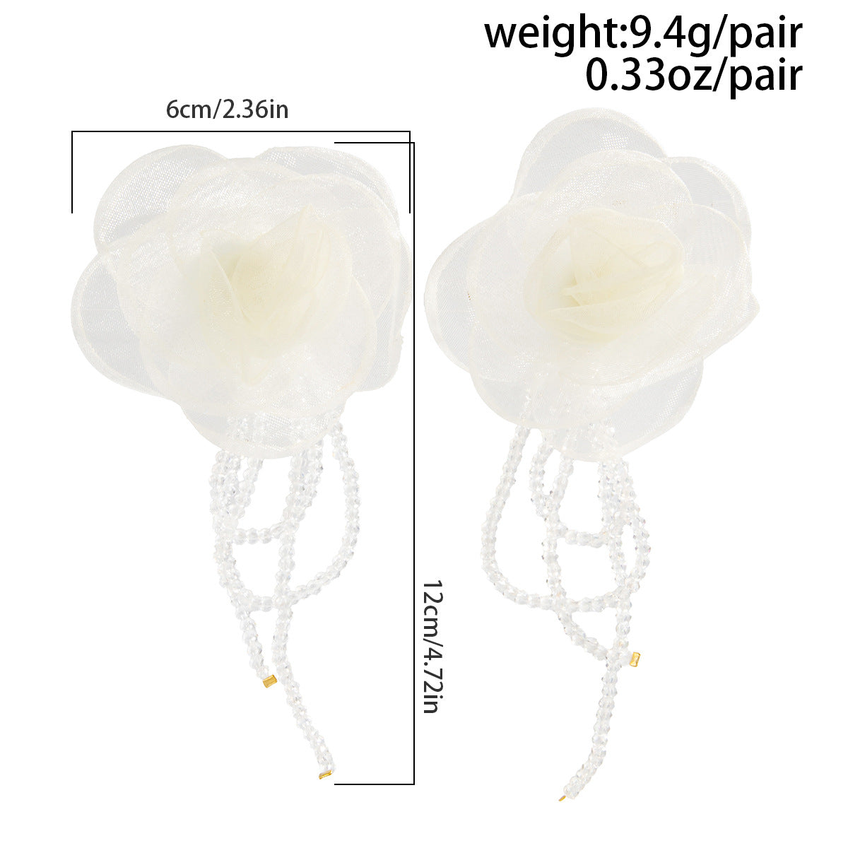 Planderful Vienna Verve Three Dimensional Rose Pearl Earrings For Women Fringed Beaded Fabric Jewelry