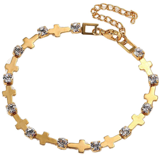 Planderful Jewelry Zircon Bracelet Cross Spliced Titanium Steel Mens Bracelet Sophisticated Minimalist Luxury For Men