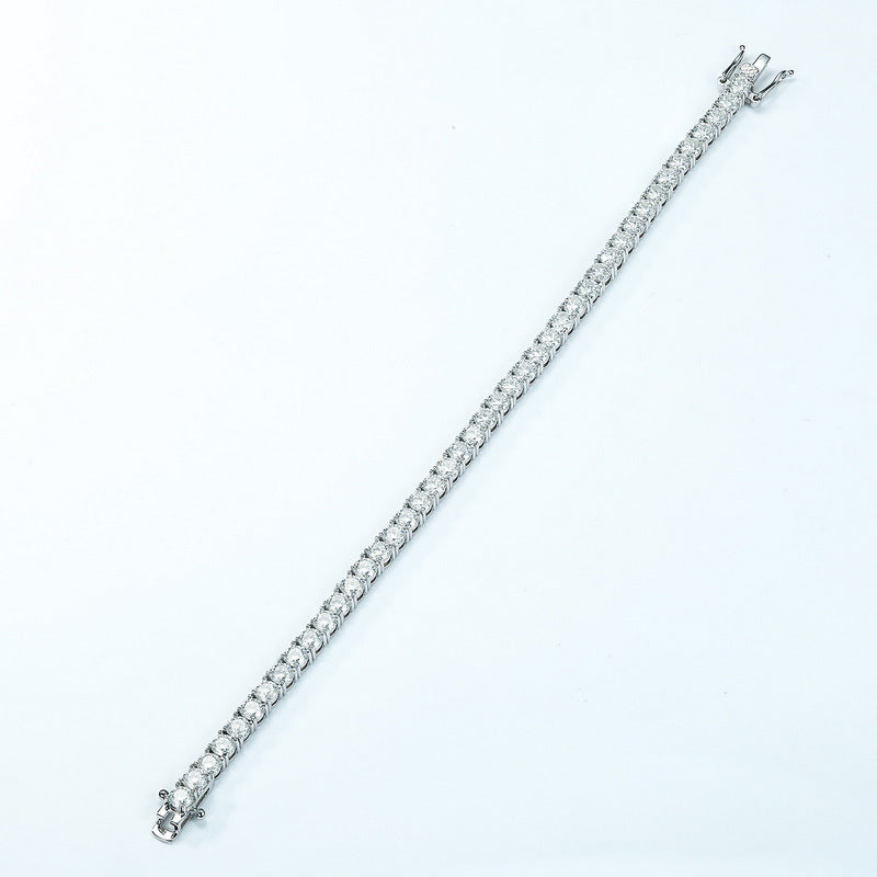 S925 Sterling Silver Moissanite Tennis 4 × 4 mm Bracelet