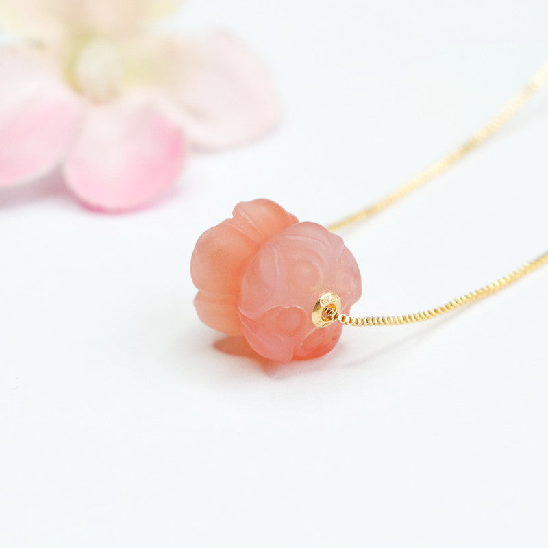 Yanyuan Agate Lotus Pod 18K Gold-Set Pendant — No Chain