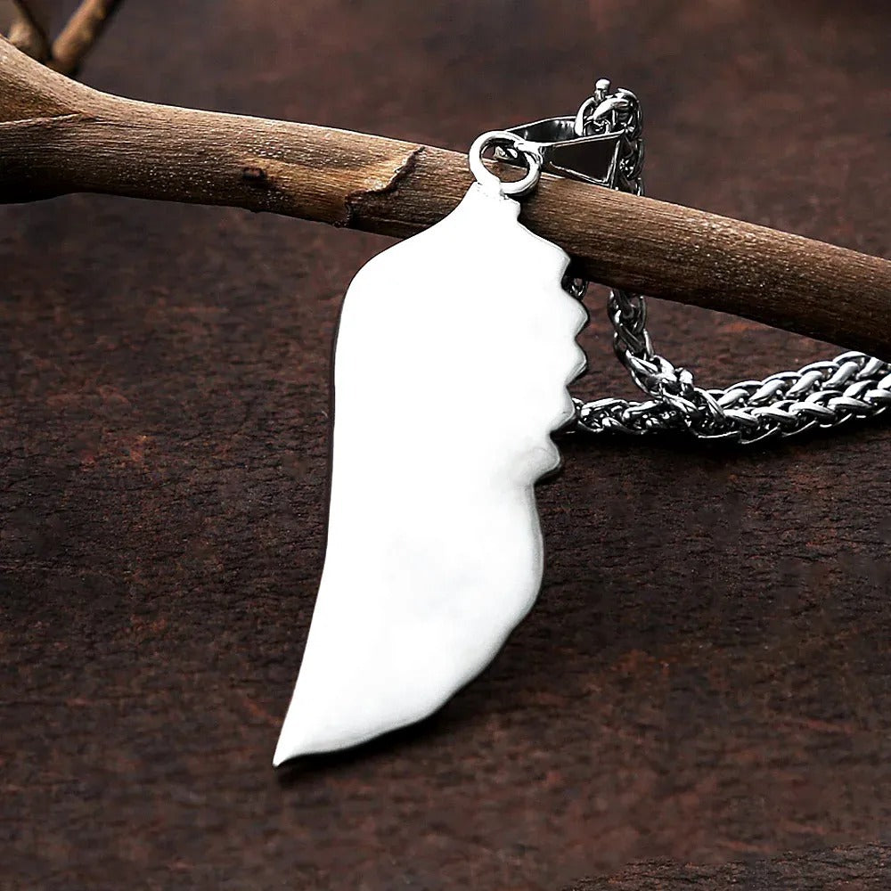 Vintage Angel Feather Stainless Steel Pendant Necklace