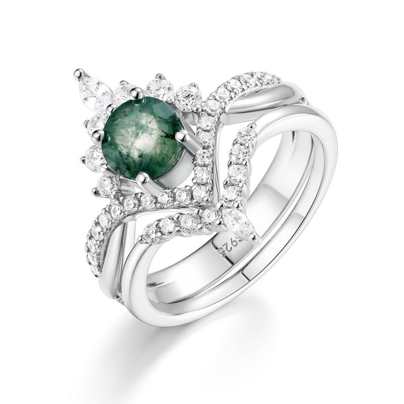 Planderful Jewelry Sterling Moss Agate Ring