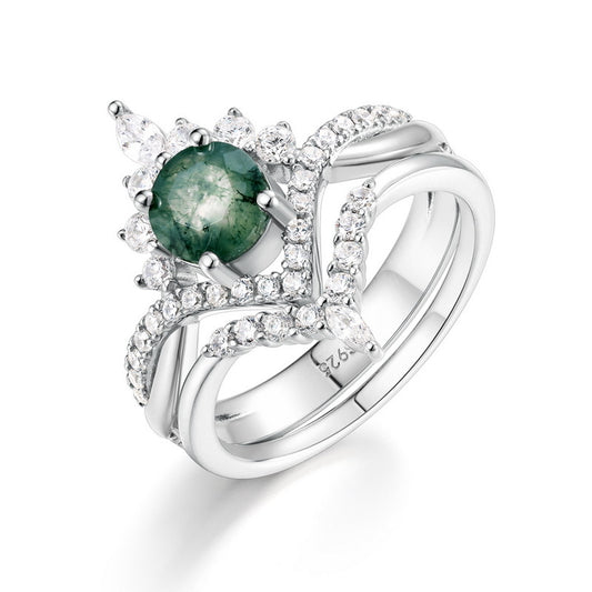 Planderful Jewelry Sterling Moss Agate Ring