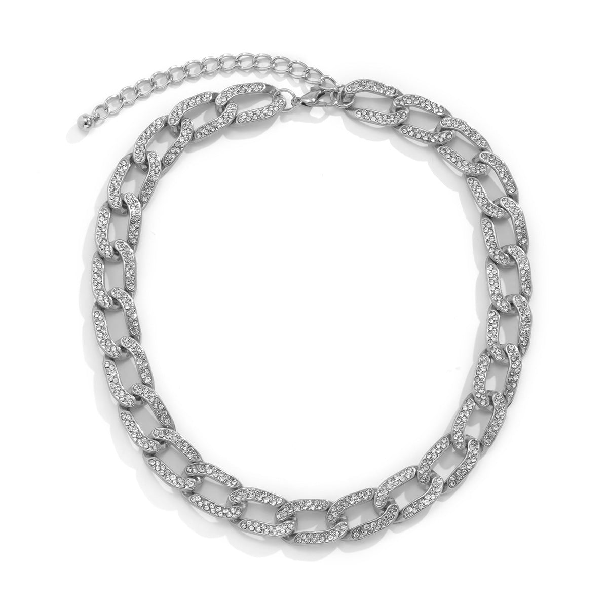 Planderful Cross Necklace Women Zircon Cuban Button Chain Versatile Statement Jewelry Vienna Verve