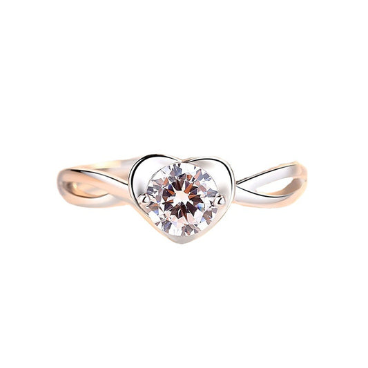 Planderful Sterling Silver Heart Ring Adjustable for Engagement Proposals with Zircon Luxurious Gift for Her