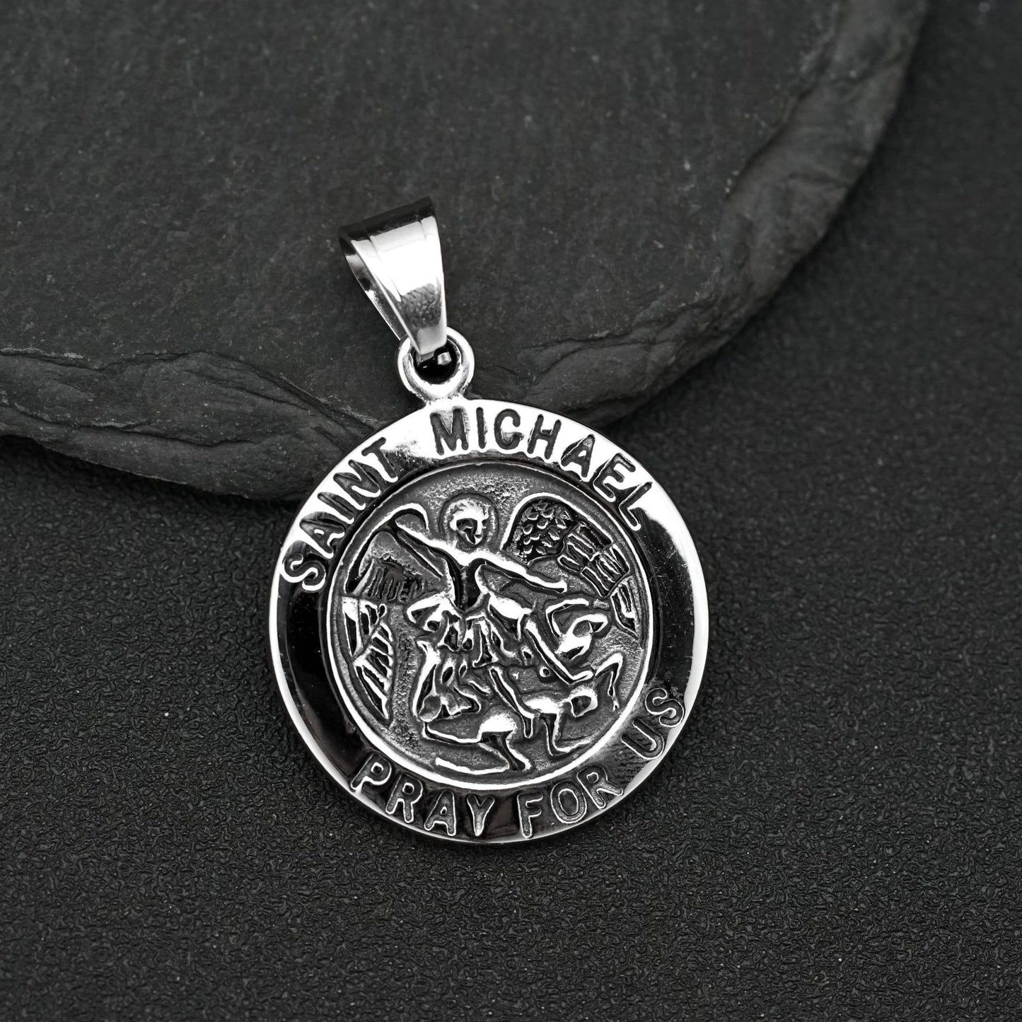 Steel Necklace - Dainty Archangel Pendant By Planderful
