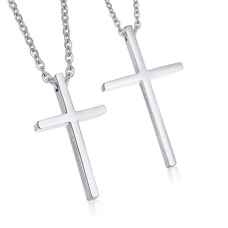 New Product Launch Titanium Steel Cross Couple Pendant