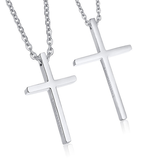 New Product Launch Titanium Steel Cross Couple Pendant