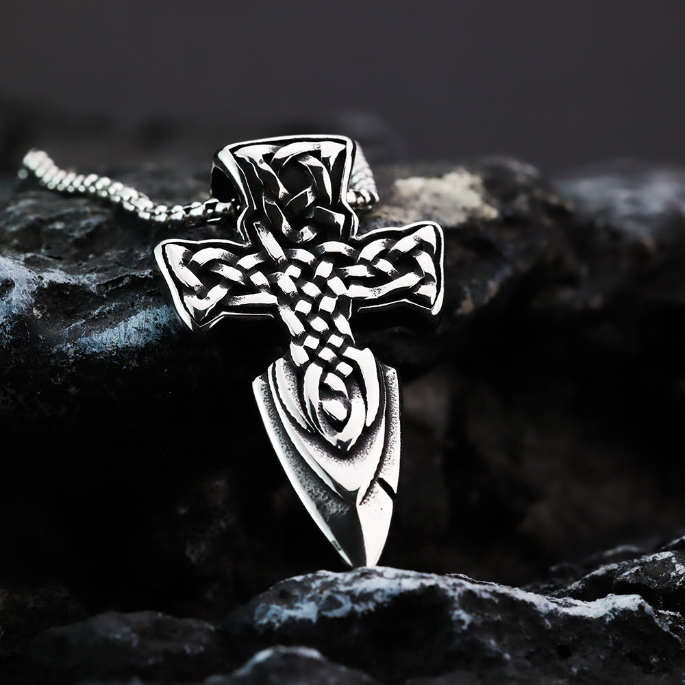 European And American Retro Stainless Steel Viking Shield Necklace