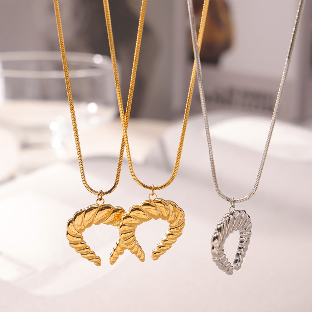 Unique Gold Plated Snake Bone Chain Necklace with Twist Texture Design
