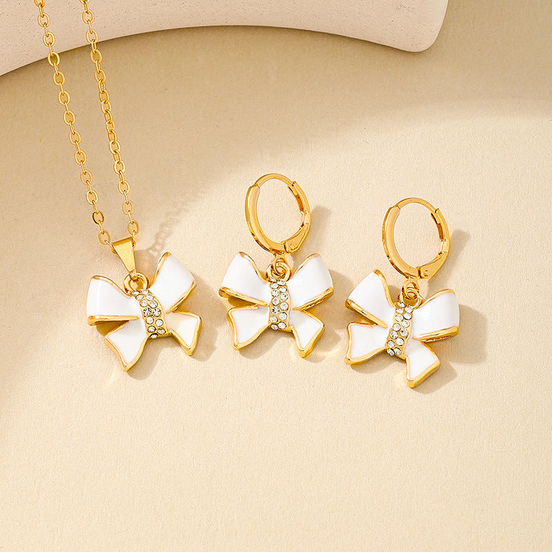 Charming Red Bow Jewelry Set for Women by Planderful