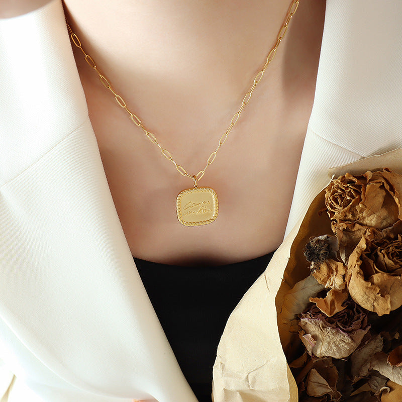 Chic English Letter Necklace with 18K Gold Plating - Elegant Genie Collection Piece