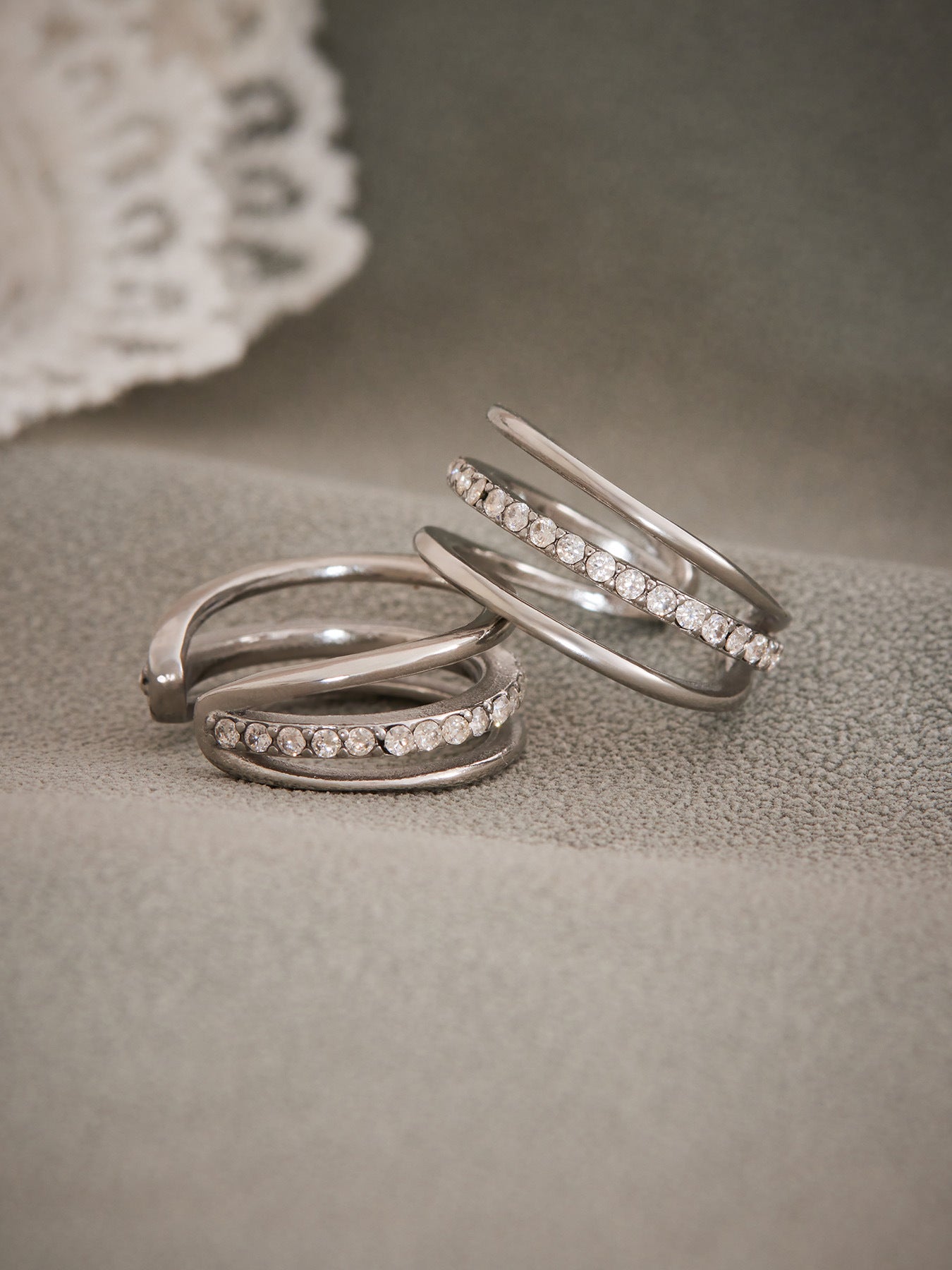 Planderful Women Zircon Ear Bone Clip Earrings 18K Gold