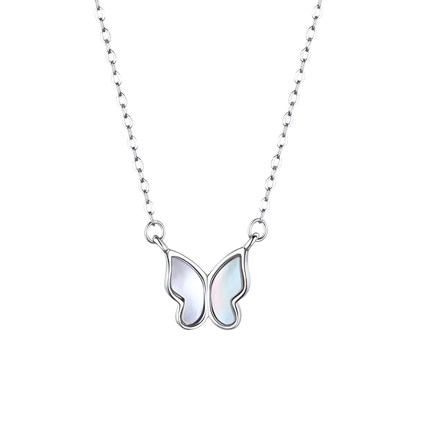 Sterling Silver Butterfly Necklace MOP Womens Planderful
