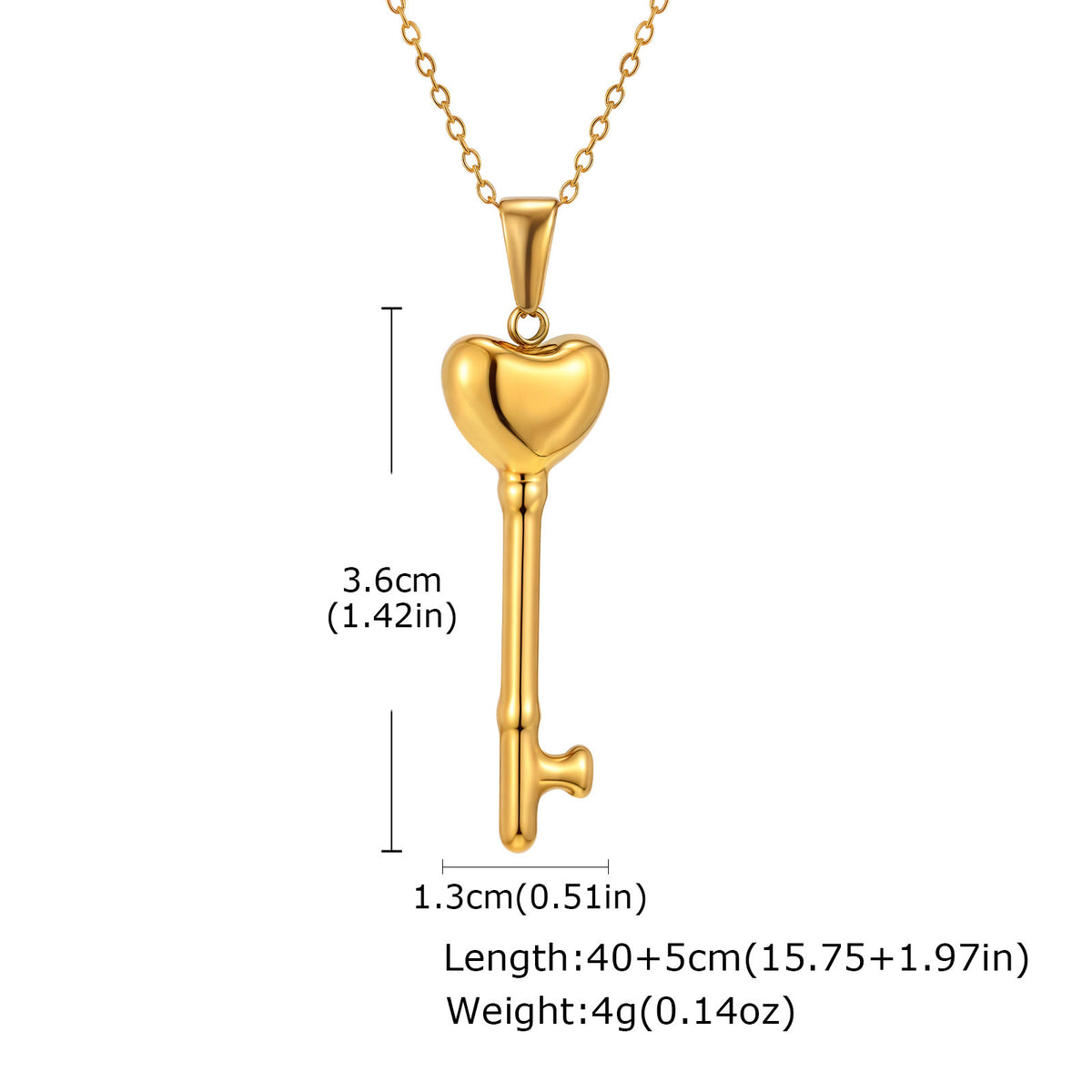 Stainless Steel Hollow Key Pendant Necklace Women's