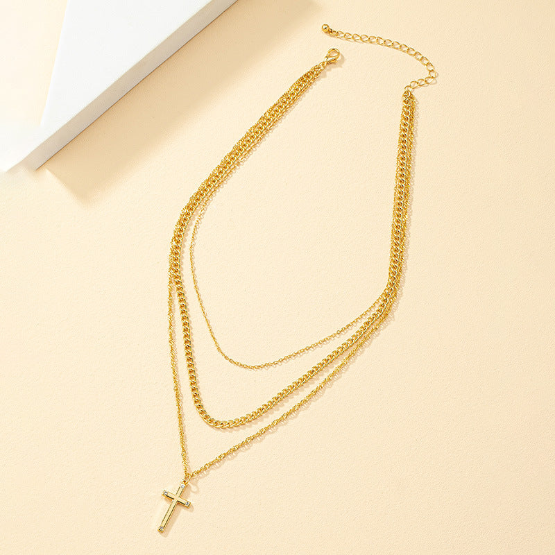 Chic Three-Layer Cross Necklace - Vienna Verve Collection by Planderful