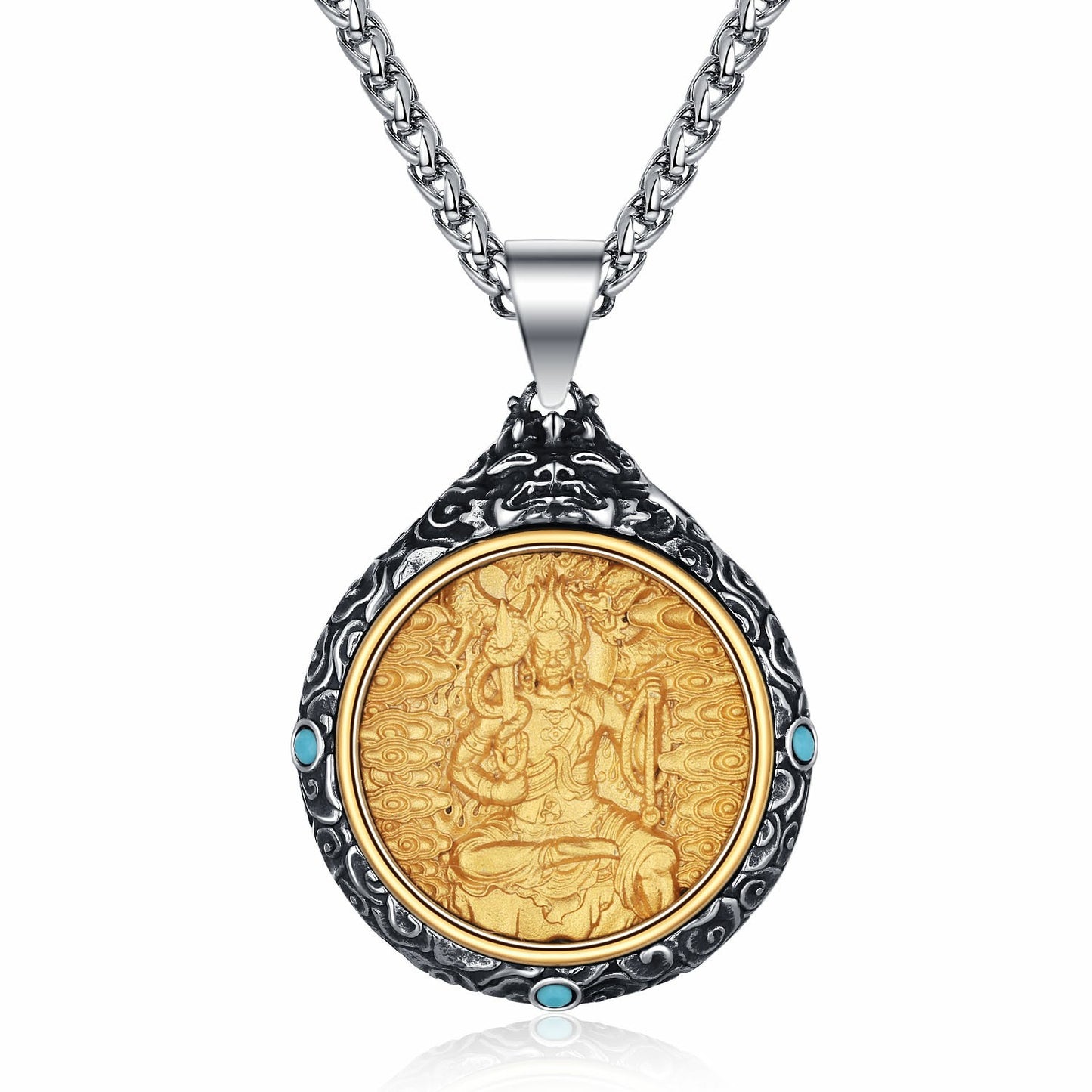 Titanium Steel Necklace – Elegant Bodhisattva Zodiac Pendant Necklace For New Chinese Style