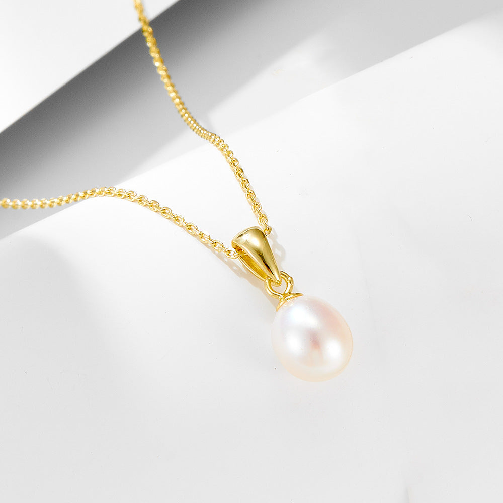 925 Sterling Silver Natural Freshwater Pearl Necklace Elegant Niche Jewelry Necklace