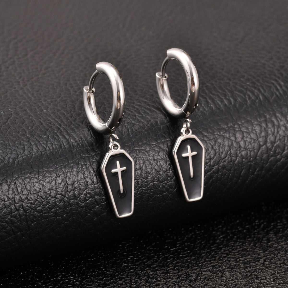 Stainless Steel Cross Gothic Earrings