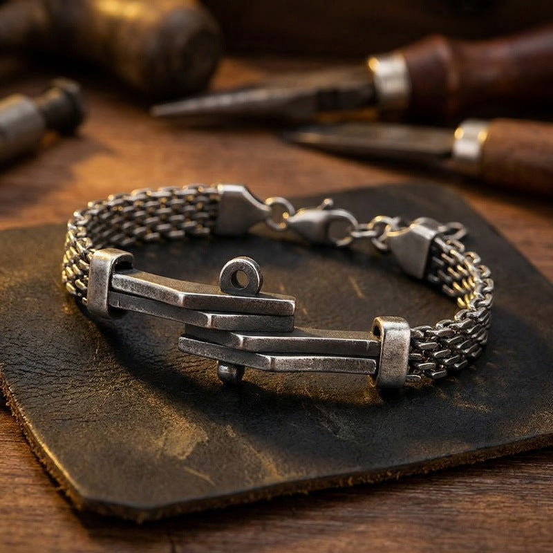 Extension Chain Bracelet Irregular Horseshoe Bent Mesh Cuban Chain Stainless Steel