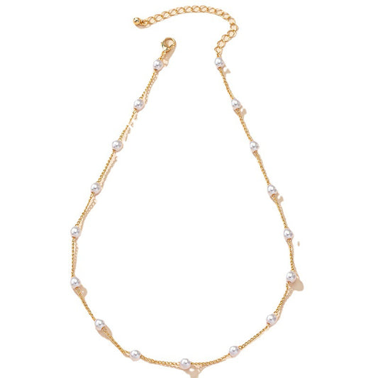 Pearl Necklace with Delicate Chain - Vienna Verve Collection