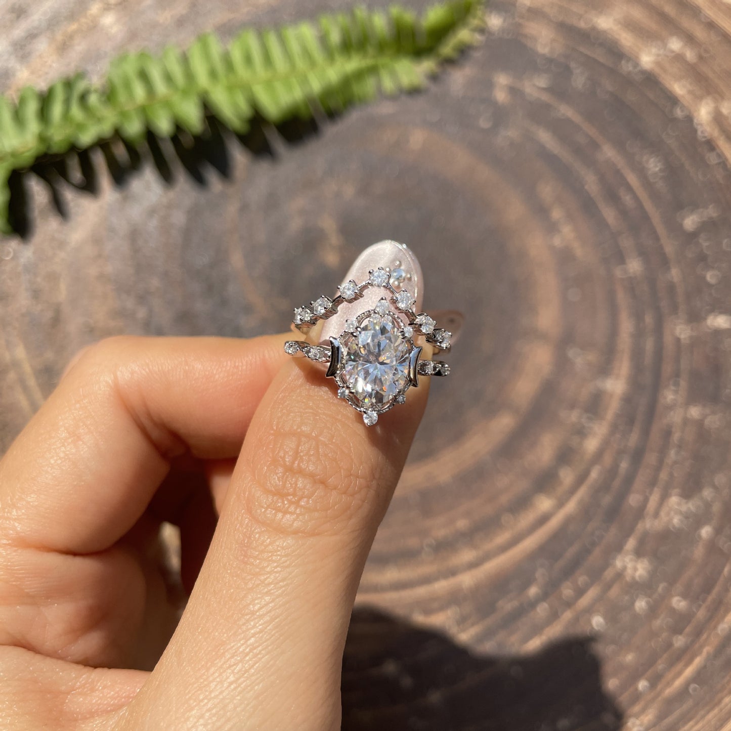 Star Moon Series 2 Carat Moissanite Engagement Ring Set