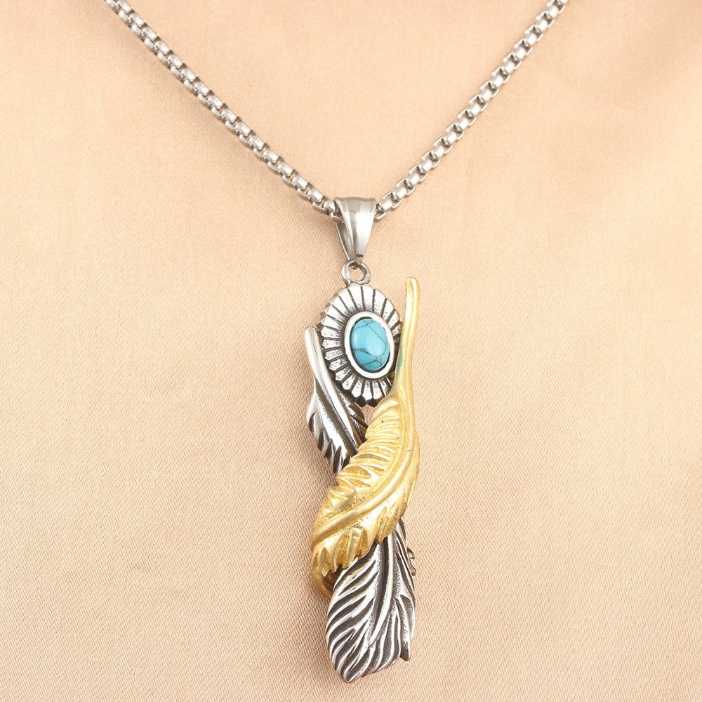 European And American Stainless Steel Animal Feather Pendant