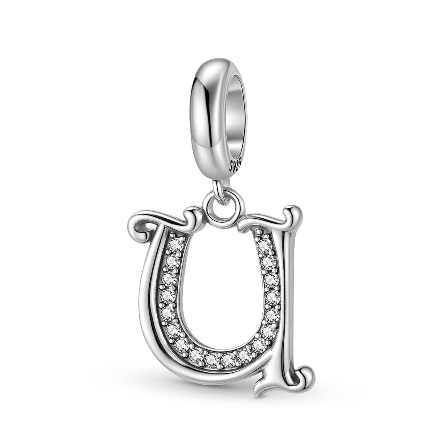 Planderful Jewelry 26 Letter Sterling Silver Pendant With Zircon Inlays Necklace