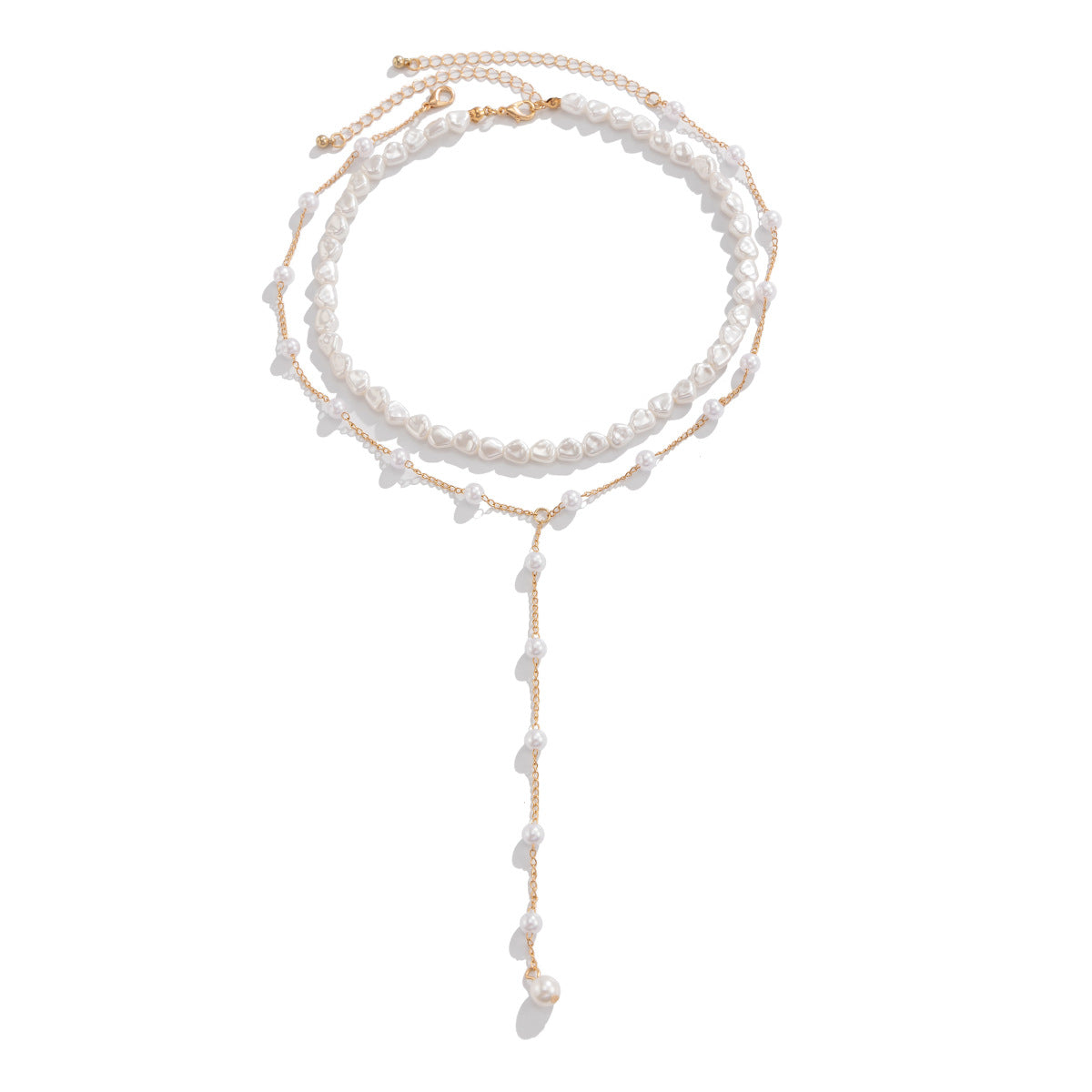 Planderful Vienna Verve Necklace – Elegant Y-Shaped Imitation Pearl Design