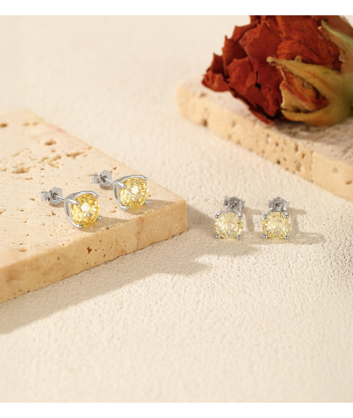 925 Sterling Silver Soft Yellow Fireworks-Cut Earrings