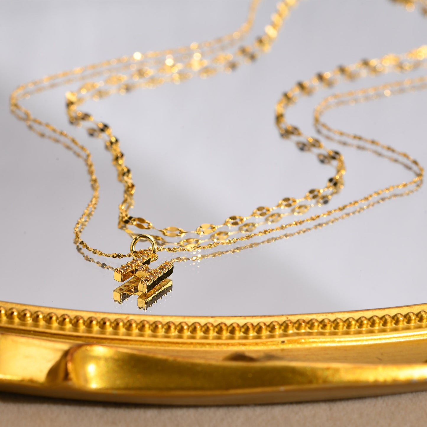 Stainless Steel 26-Letter Zircon Necklace Set for Summer Fashion