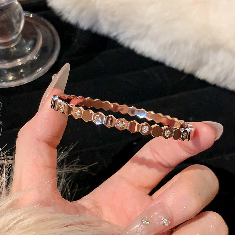 Planderful Jewelry Titanium Steel Zircon Bracelet