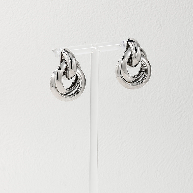Sophisticated Multi-loop Metal Earrings with Minimalistic Charm