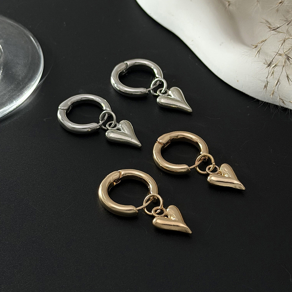 Planderful Heart Pendant Earrings For Women Chic Removable Hoop Versatile Gift For Her Vienna Verve