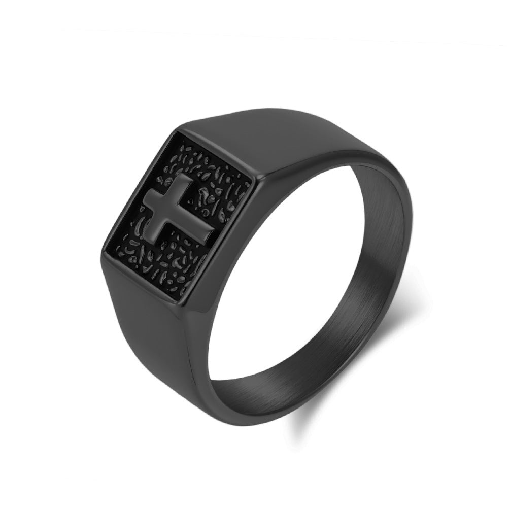 Planderful Titanium Cross Ring For Men Premium Fashion